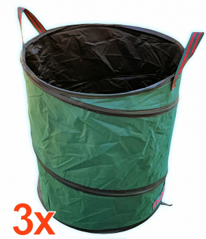 VABIONO 3x Gartensack 85 Ltr. Oxford Premium Qualität Popup Selbstaufstellend