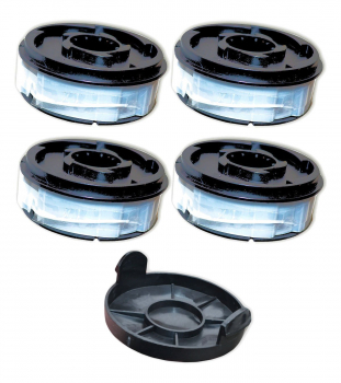 4 x Fadenspule für Rasentrimmer + 1 Spulendeckel