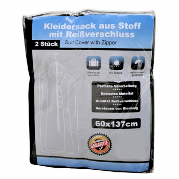 Kleidersack - Kleiderhülle aus Stoff mit Reißverschluss - 2 Stück - 137 x 60 cm